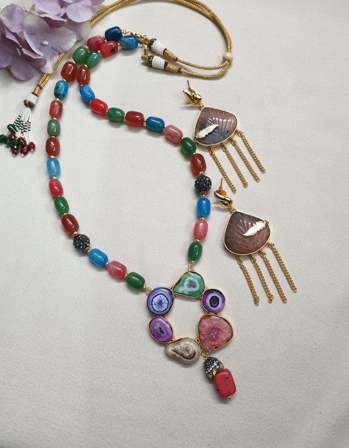 Multi Stone Fusion Designer | Pendant Set With Earrings Signature Design