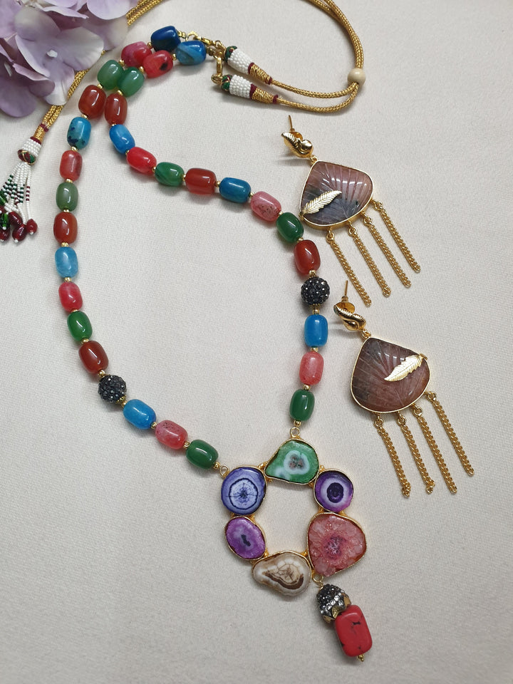 Multi Stone Fusion Designer | Pendant Set With Earrings Signature Design