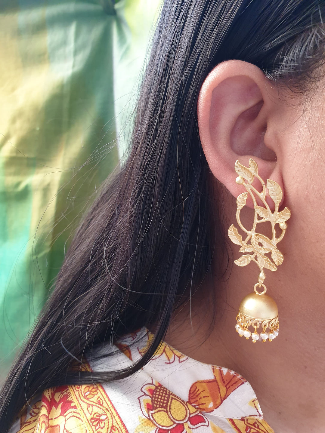 Leaf Gold | Matte Jhumki Earrings Style Statement