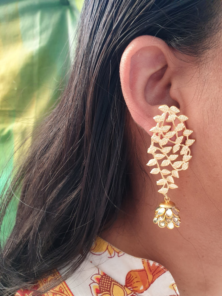 Kundan Pacchi | Gold Matte Jhumki Signature Design
