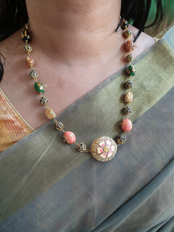 Floral Multicolor Beads | Stone Necklace With Earrings Fashionable