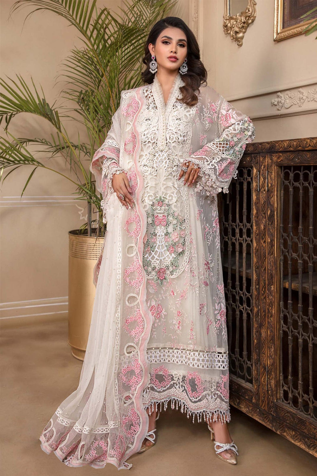 Designer White Kameez with Dupatta | Stylish Georgette Ethnic Suit for Women