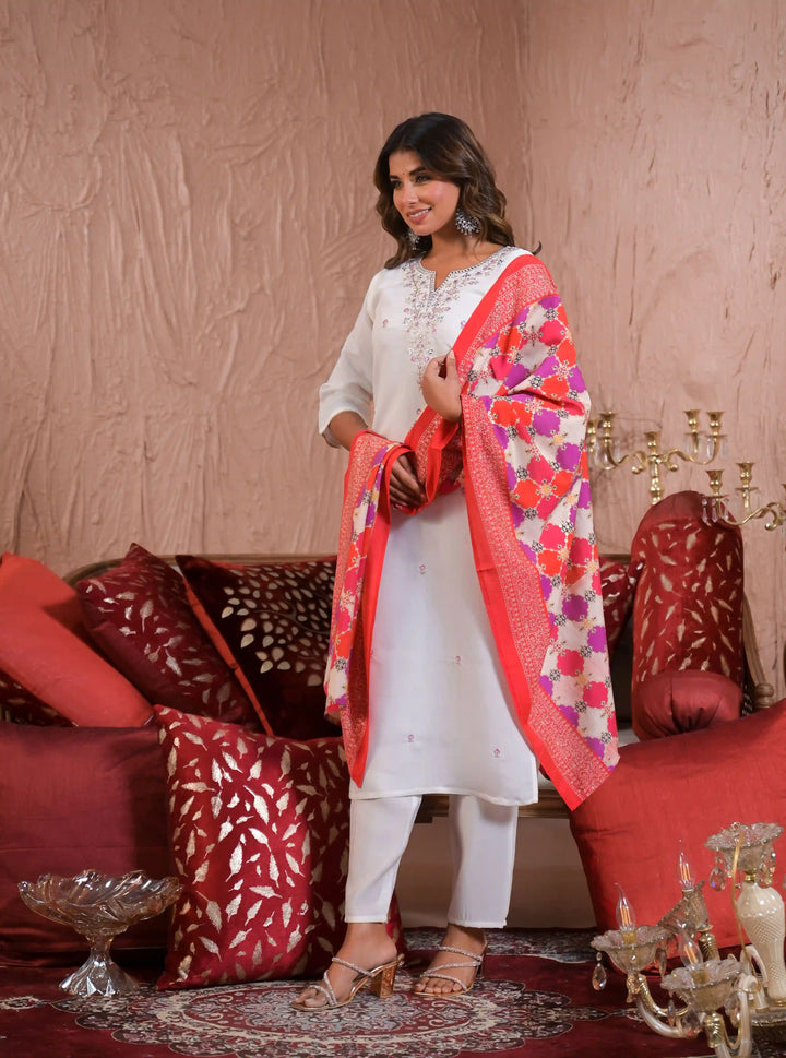 White traditional salwar kameez set online