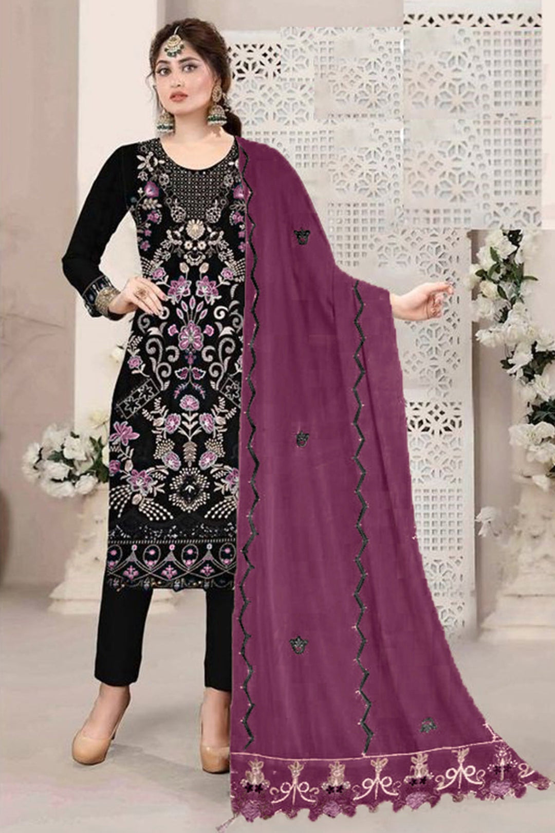 Black Premium Salwar Suit | Embroidery Work & Georgette Fabric