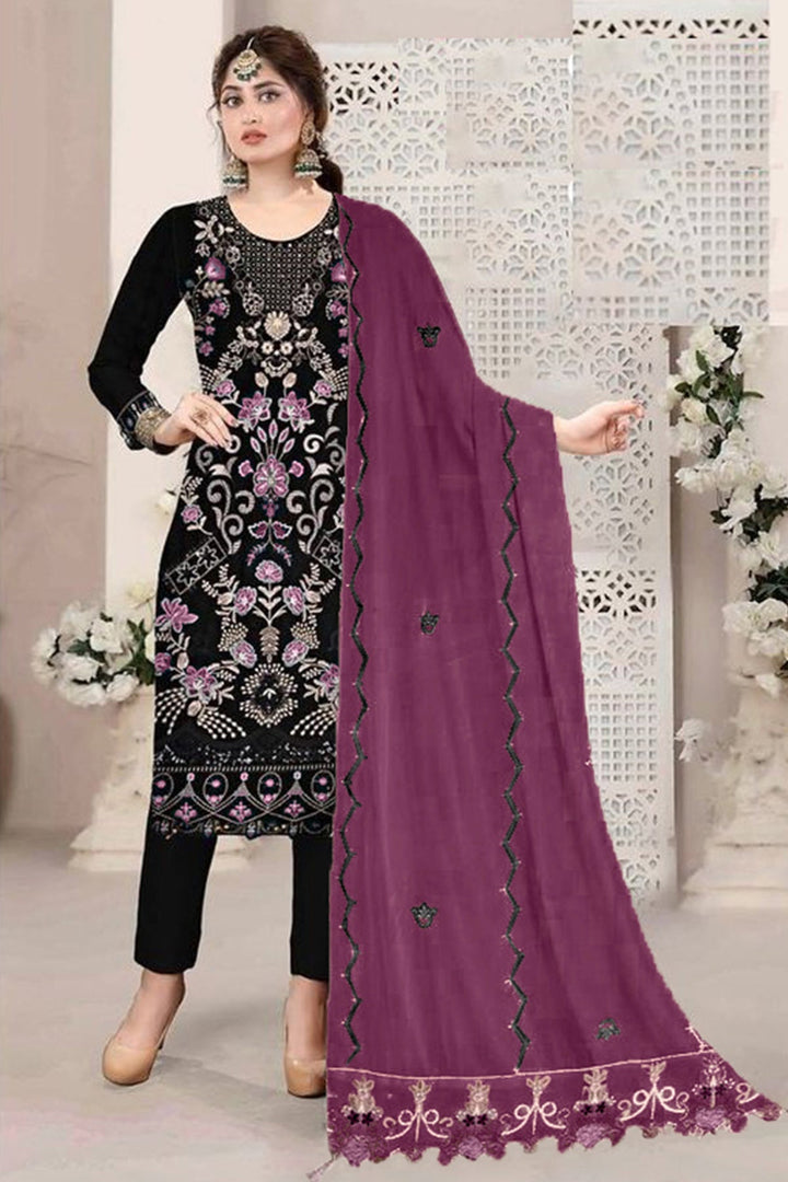 Black Premium Salwar Suit | Embroidery Work & Georgette Fabric