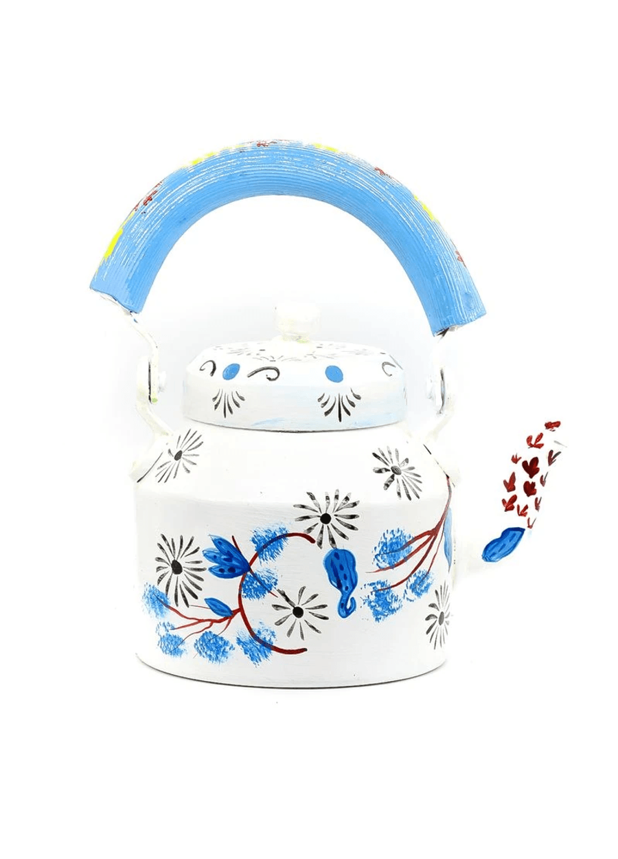 Jaipuri Handcrafted Kettle Set | Floral Patterns 6 Glass & Tray