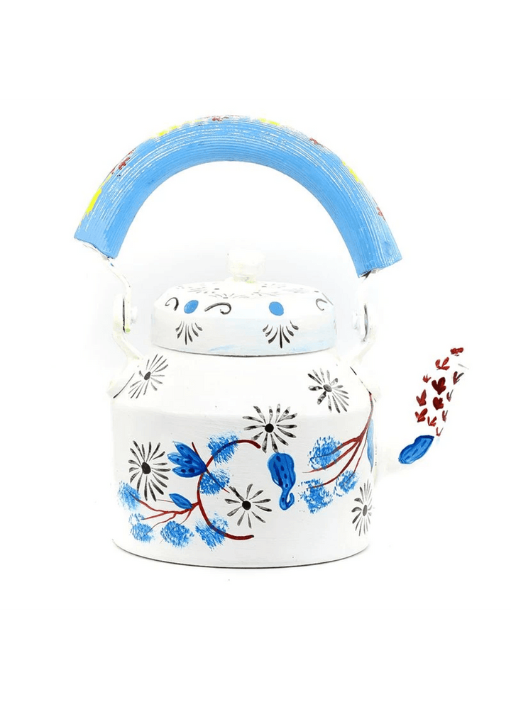 Jaipuri Handcrafted Kettle Set | Floral Patterns 6 Glass & Tray