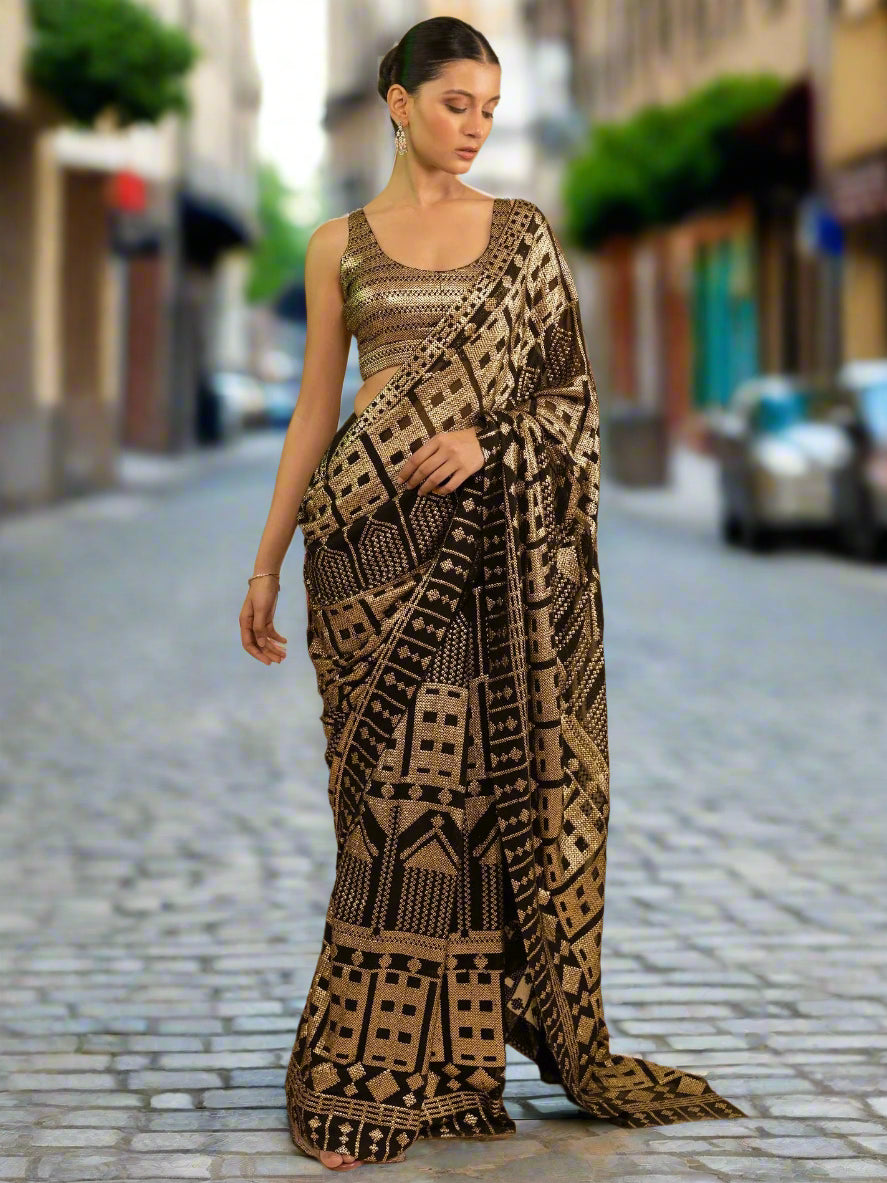 Vibrant color luxurious fabric exclusive attire crafted for elegance and style.