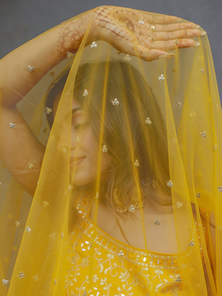 Marvelous Yellow Chinon Digital Printed Haldi Wear Lehenga Choli