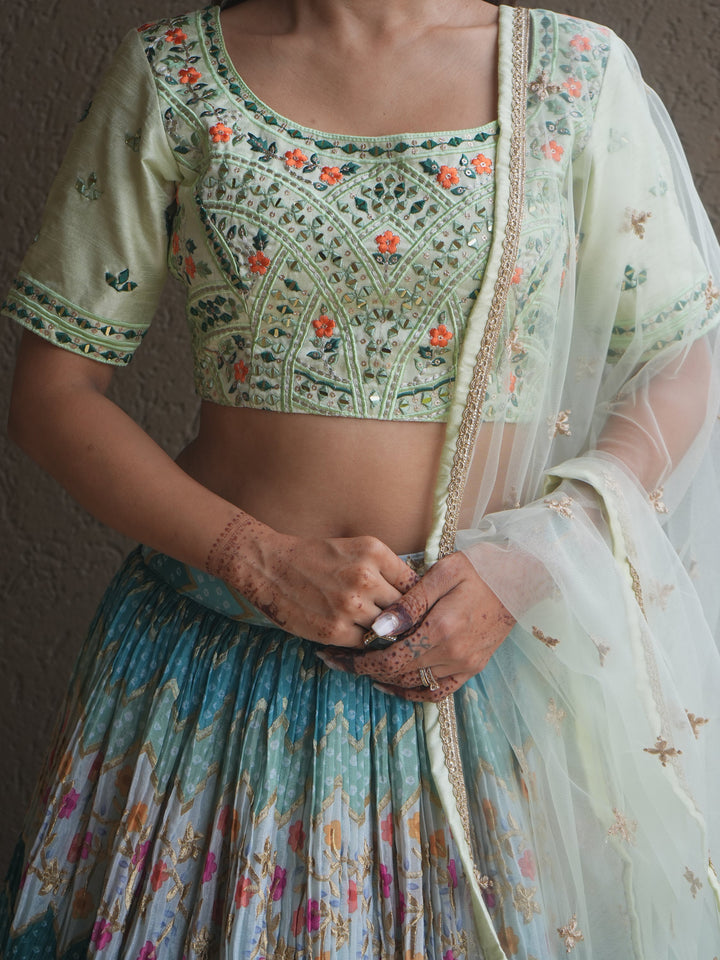 Attractive Multi Color Floral Printed Chinon Festival Wear Lehenga Choli