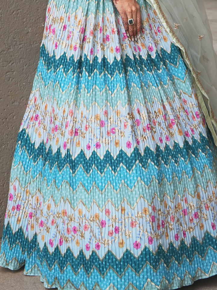 Attractive Multi Color Floral Printed | Chinon Festival Wear Lehenga Choli Signature Design