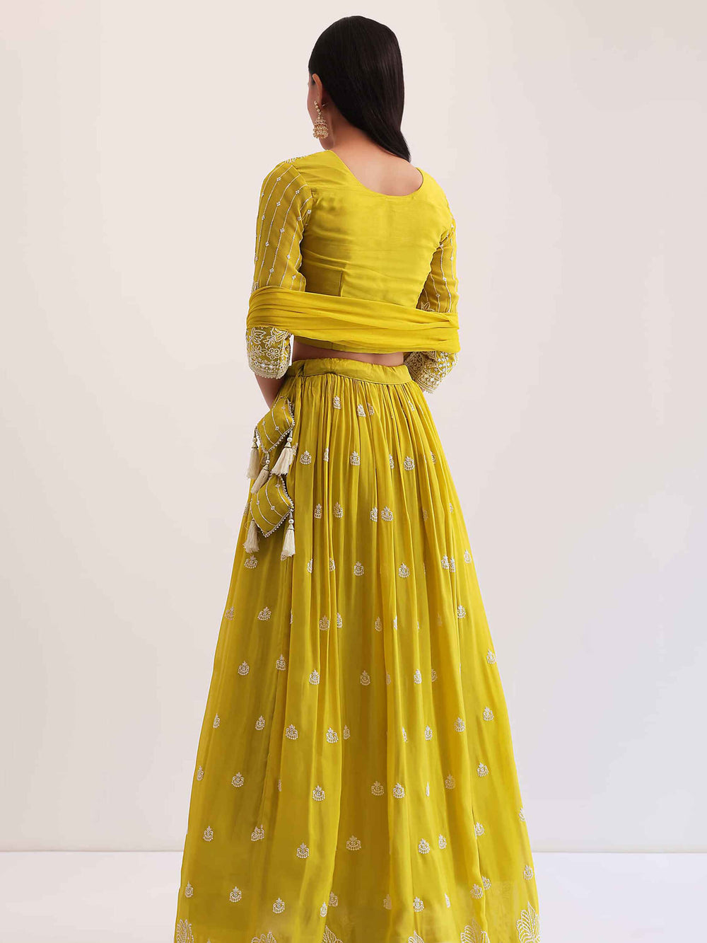Wonderful Yellow Sequins Georgette Haldi Wear Lehenga Choli