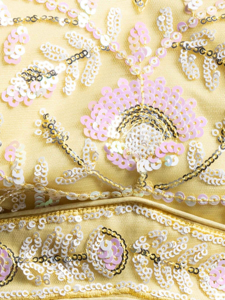 Unique Yellow Sequins Net Haldi Wear Lehenga Choli With Dupatta