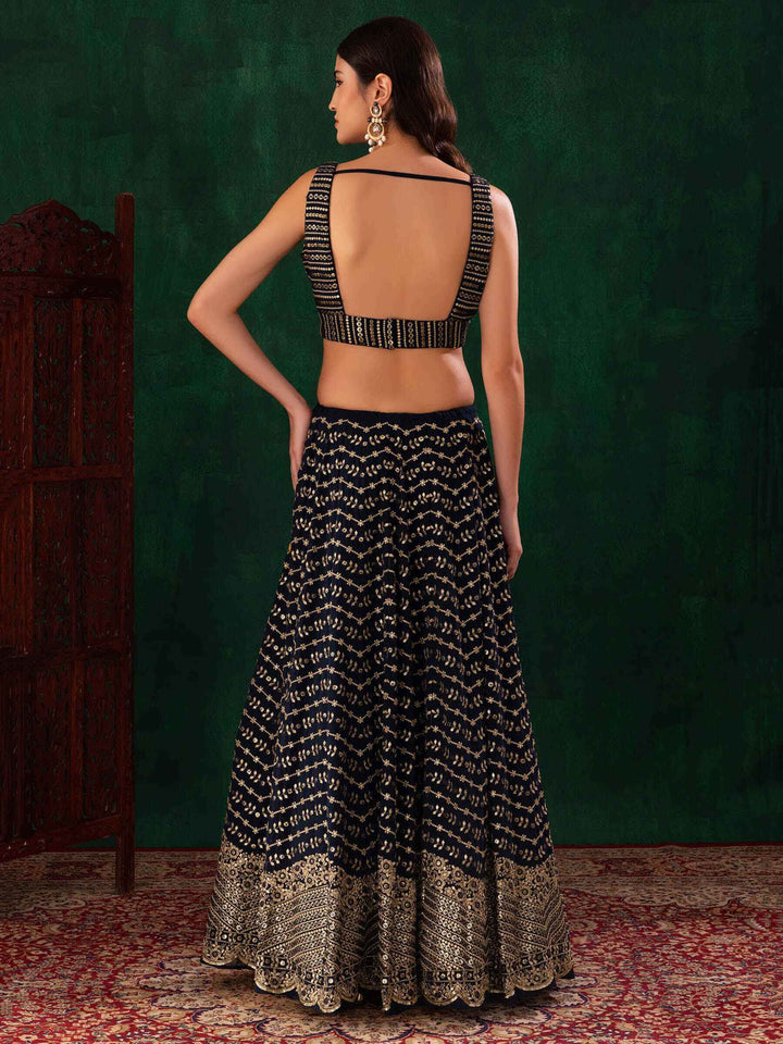 Lovely Blue Sequins Georgette Party Wear Lehenga Choli With Dupatta