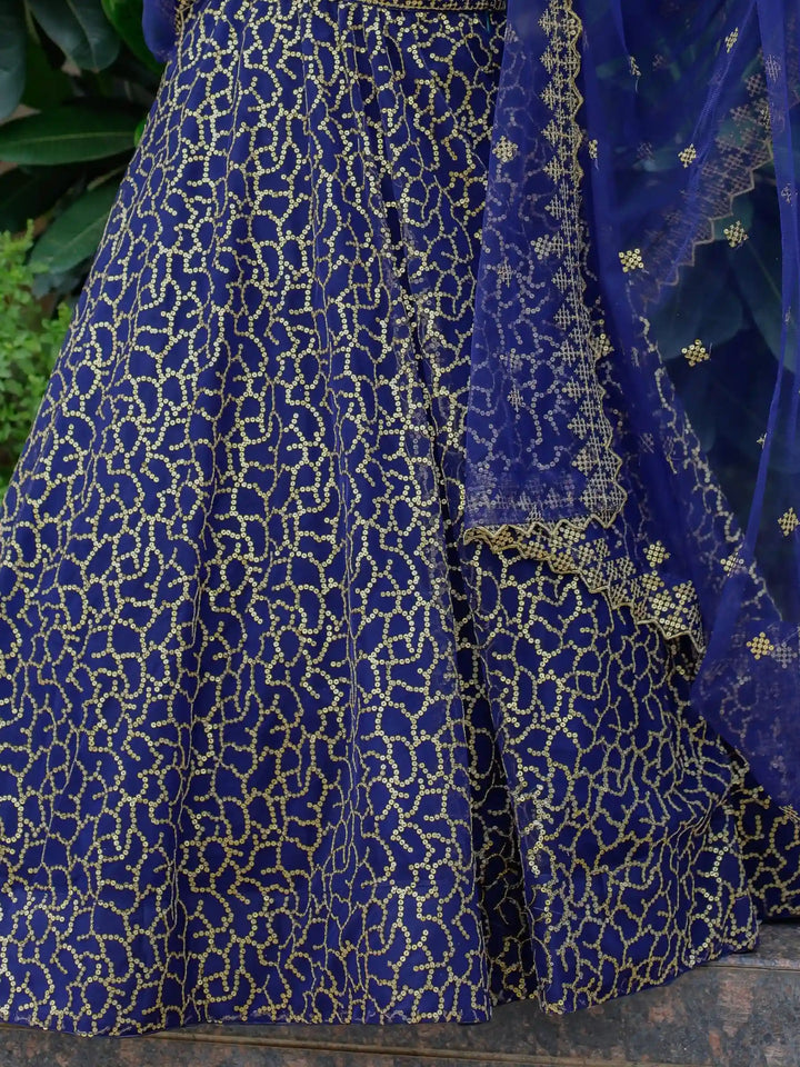 Beautiful Navy Blue Sequins Net | Wedding Lehenga Choli With Dupatta Exclusive