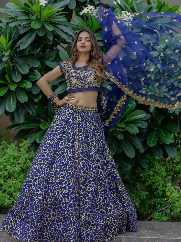 Beautiful Navy Blue Sequins Net | Wedding Lehenga Choli With Dupatta Exclusive