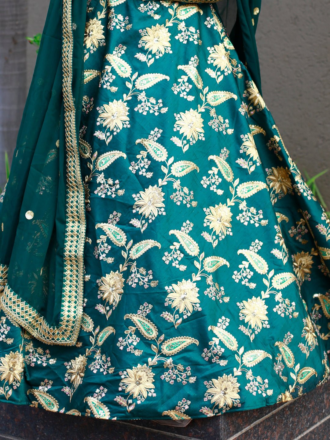 Glamorous Green Thread Embroidery Art Silk Wedding Lehenga Choli