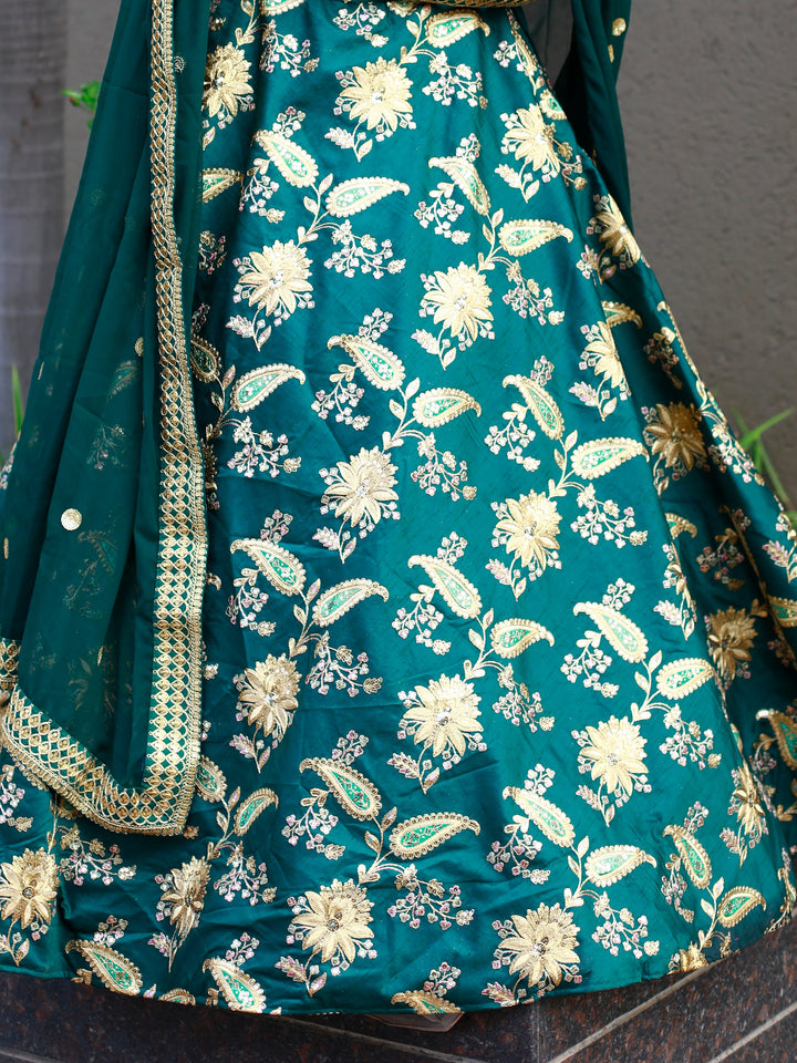 Glamorous Green Thread Embroidery Art Silk Wedding Lehenga Choli