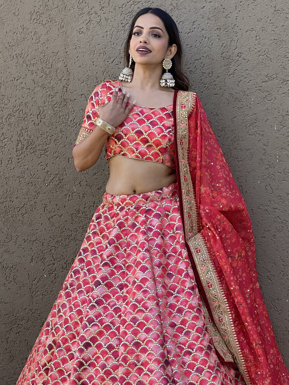 Awesome Pink Sequins Art Silk Bridesmaid Lehenga Choli With Dupatta