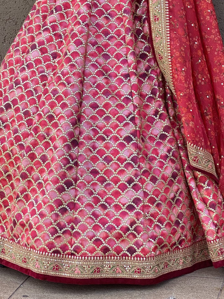 Awesome Pink Sequins Art Silk Bridesmaid Lehenga Choli With Dupatta