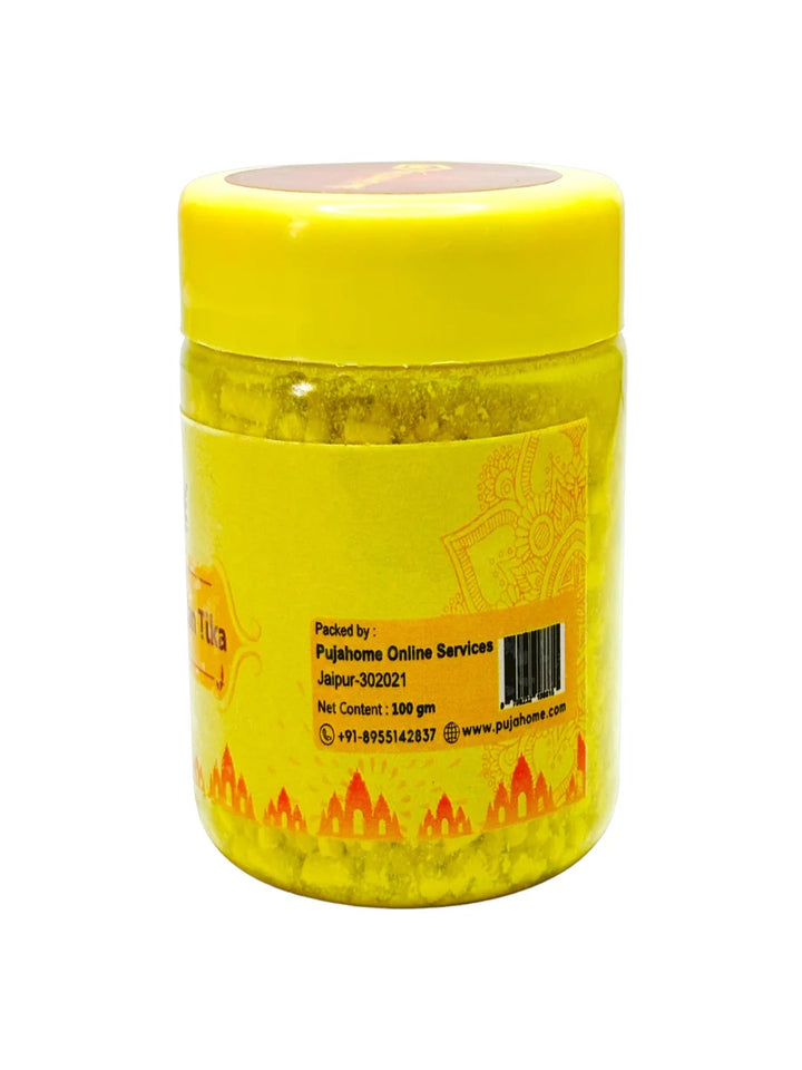 Premium Yellow Saffron Chandan Tika Danedar 100 Gram Box