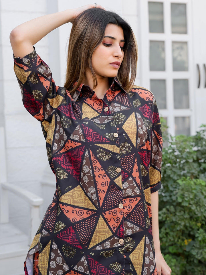Bewitching Black Printed Cotton Co-ord Set | Sophisticated Matching Outfit for Women