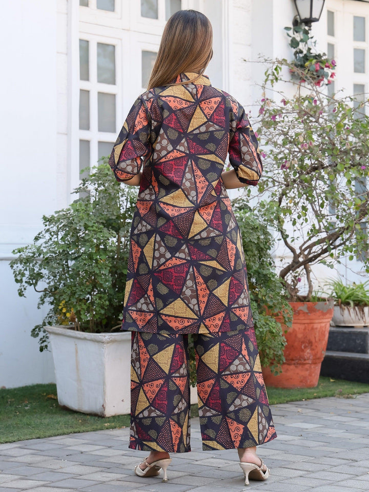 Bewitching Black Printed Cotton Co-ord Set | Sophisticated Matching Outfit for Women