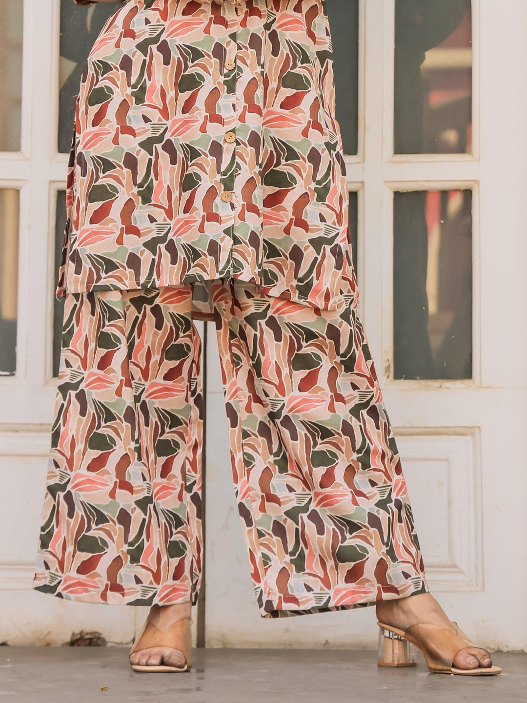 Exquisite Cream Printed Cotton Co-ord Set | Elegant Matching Outfit for Women