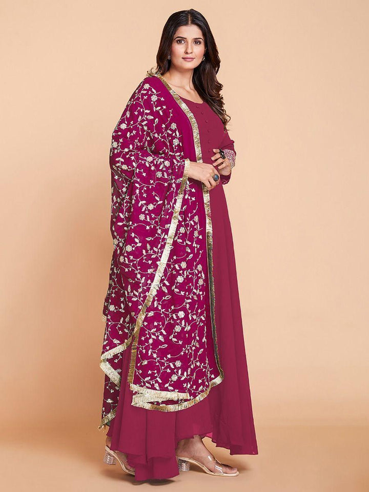 Pink Zari Work Georgette Wedding Gown | Ready-to-Wear, Elegant, Comfortable