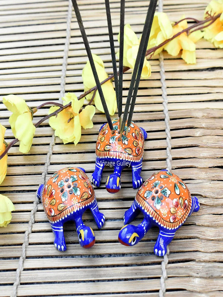 Handcrafted Metal Tortoise Agarbatti Stand Set | Traditional Home Décor