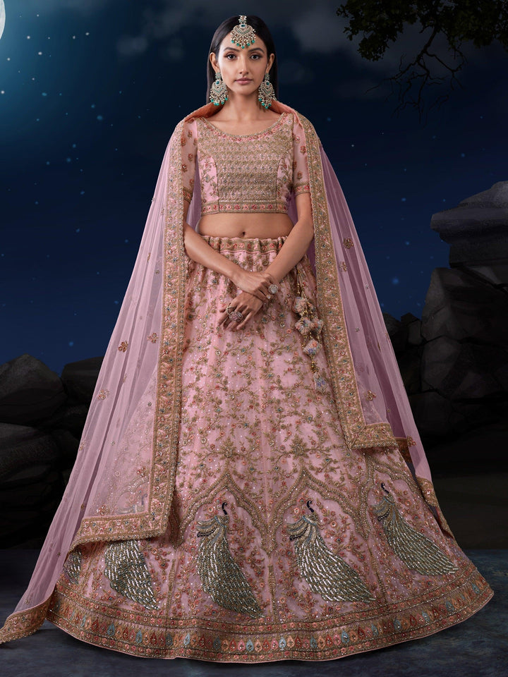 Appealing Pink Sequins Net Sangeet | Wear Lehenga Choli With Dupatta Signature Design