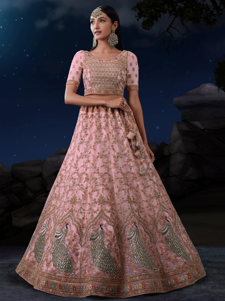 Appealing Pink Sequins Net Sangeet | Wear Lehenga Choli With Dupatta Signature Design