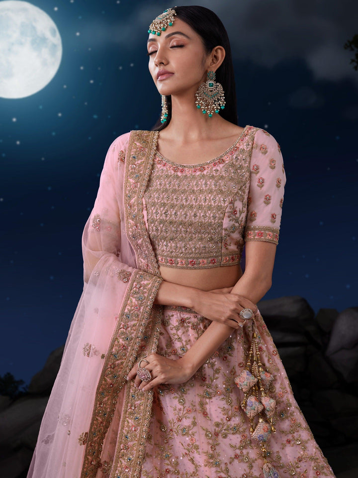 Appealing Pink Sequins Net Sangeet | Wear Lehenga Choli With Dupatta Signature Design