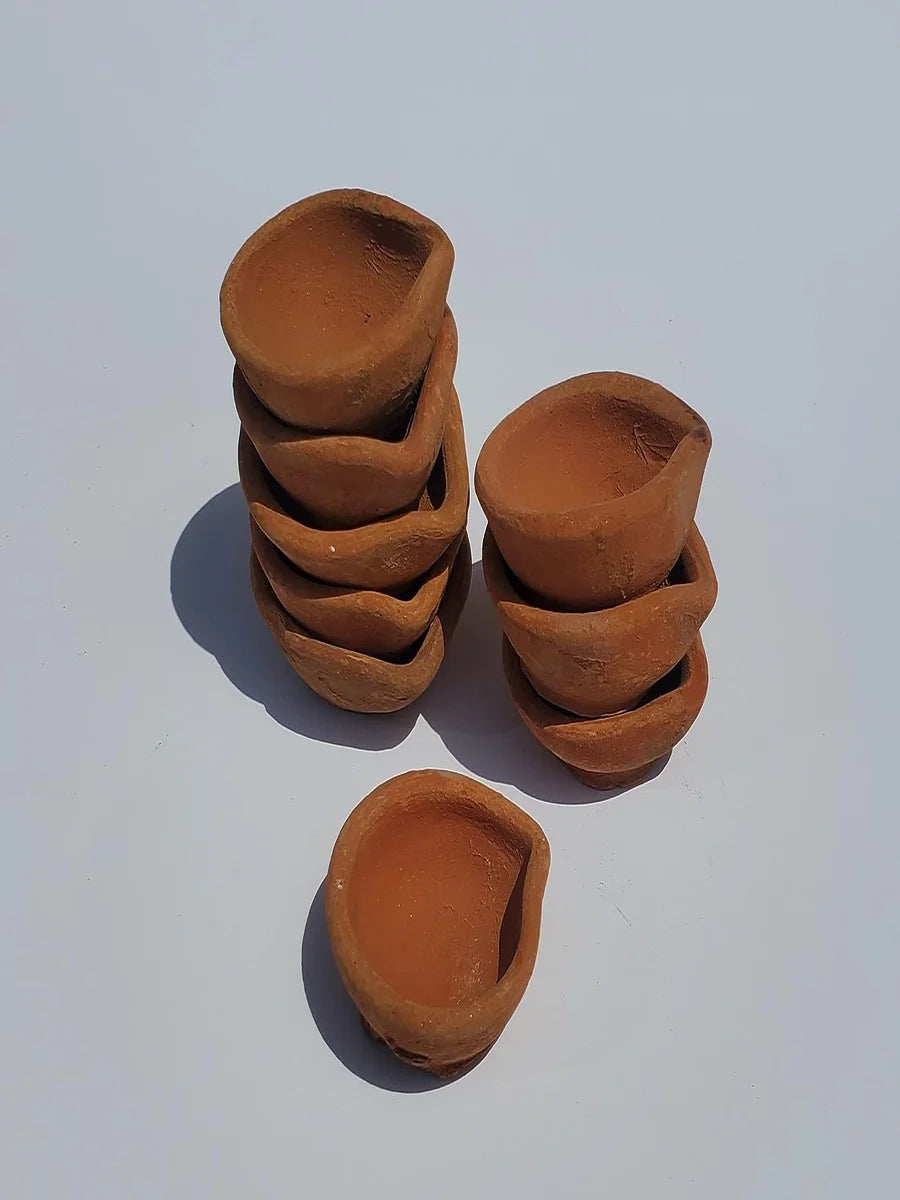Hand Made Clay Lamp | Deepak (Diyas) | Set of Diya & Ful Batti |
