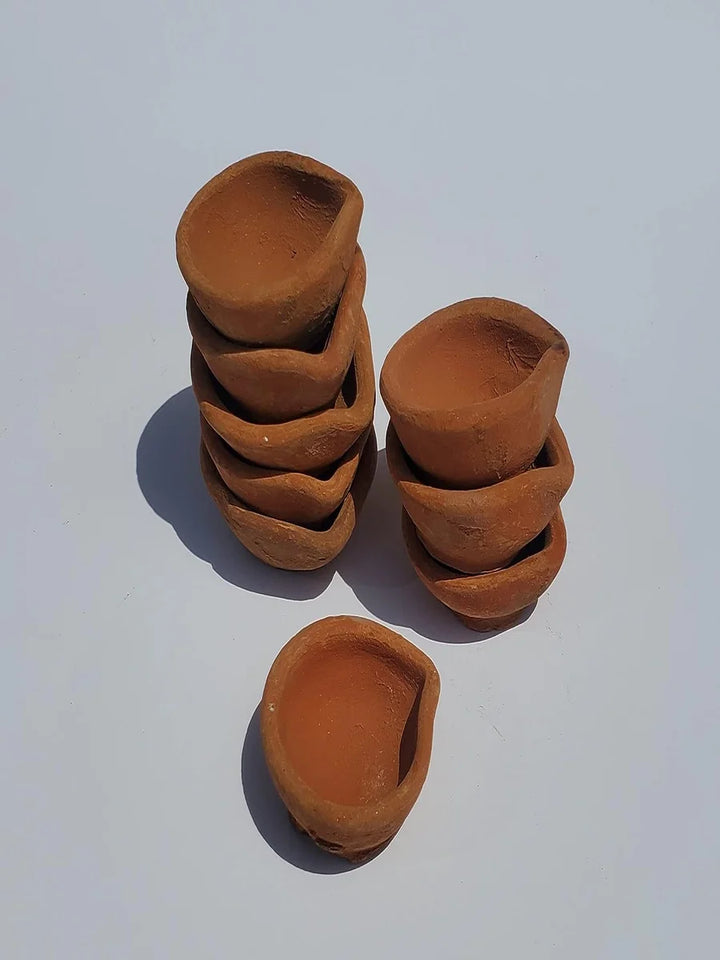 Hand Made Clay Lamp | Deepak (Diyas) | Set of Diya & Ful Batti |
