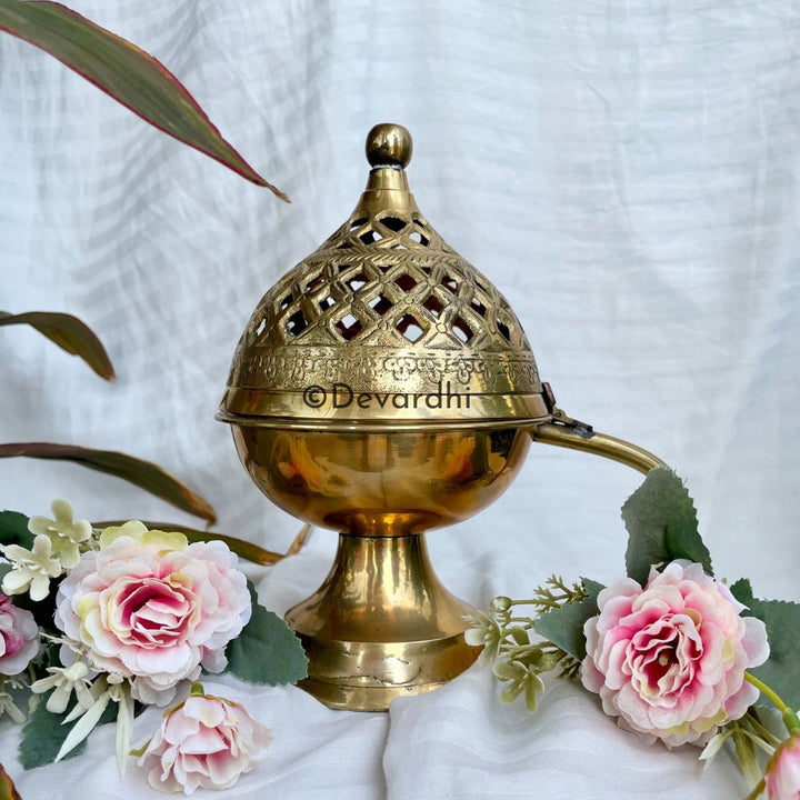 Aromatic Brass Incense Burner | Elegant Pooja Ritual Centerpiece - 7333