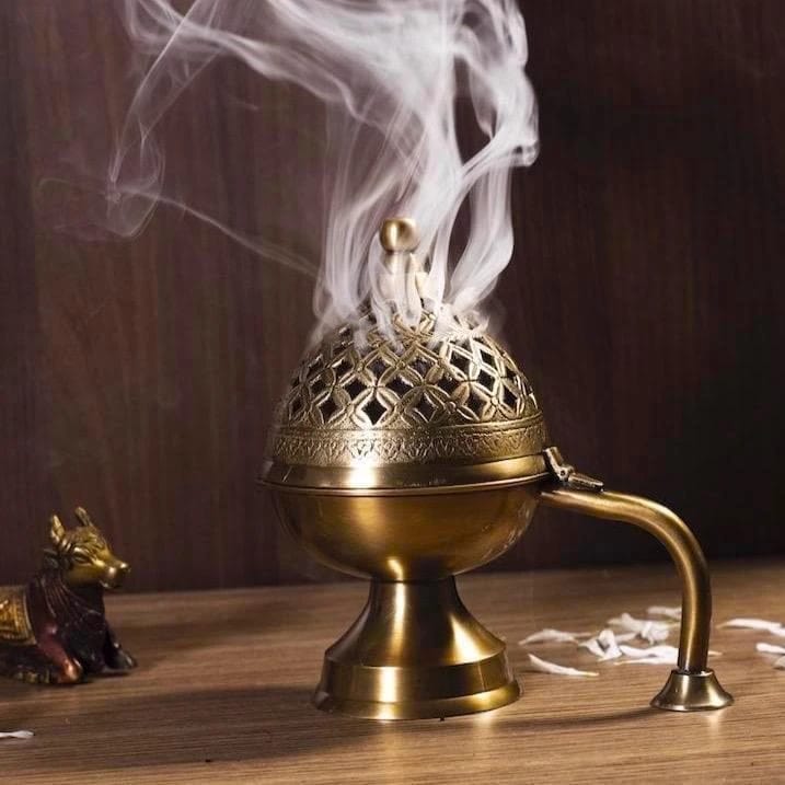 Aromatic Brass Incense Burner | Elegant Pooja Ritual Centerpiece - 7333