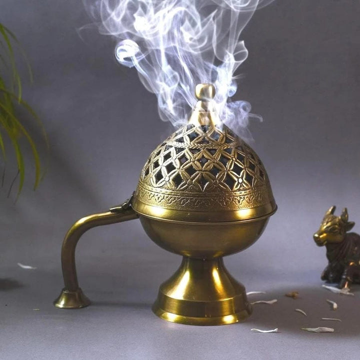 Aromatic Brass Incense Burner | Elegant Pooja Ritual Centerpiece - 7333
