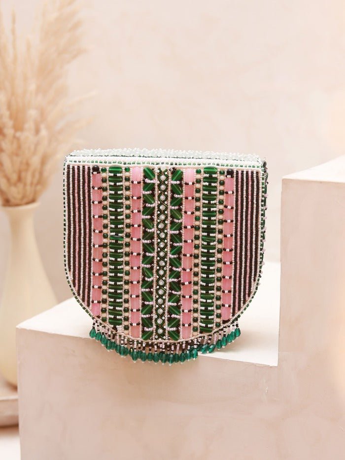 Asma Green FlapOver Potli Bag with Handle | Handcrafted Limited Edition Clutch - Asma_Green