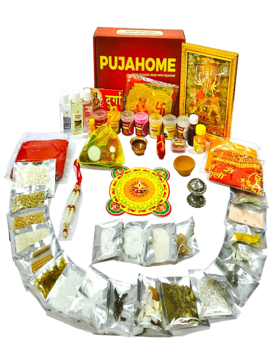 Navratri Puja Samagri Kit/Navdurga Puja Kit for Durga Pujan(50+ Items in Kit)