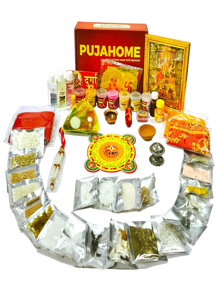 Navratri Puja Samagri Kit/Navdurga Puja Kit for Durga Pujan(50+ Items in Kit)