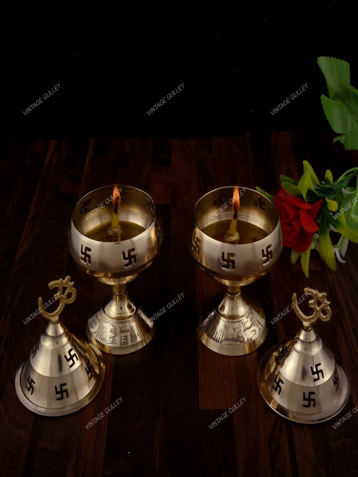 Brass Akhand Diya | Decorative Oil Lamp for Home & Temple Usage