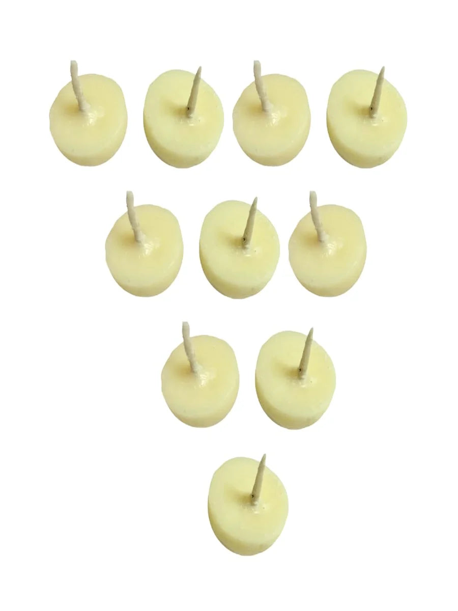 Ghee Diya Wicks (100 Pieces - White) 30min Burning Time, Wax Free Vegan Easy Diya