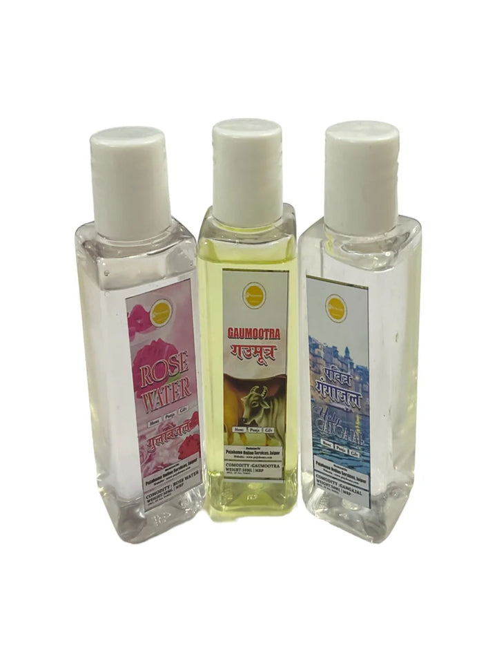 Gangajal + Goumutra + Gulab Jal Combo Pack of 3(50 Ml Each)