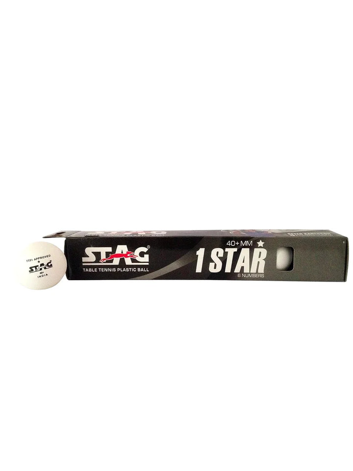STAG One Star Plastic Table Tennis Ball (Pack of 6 - White)