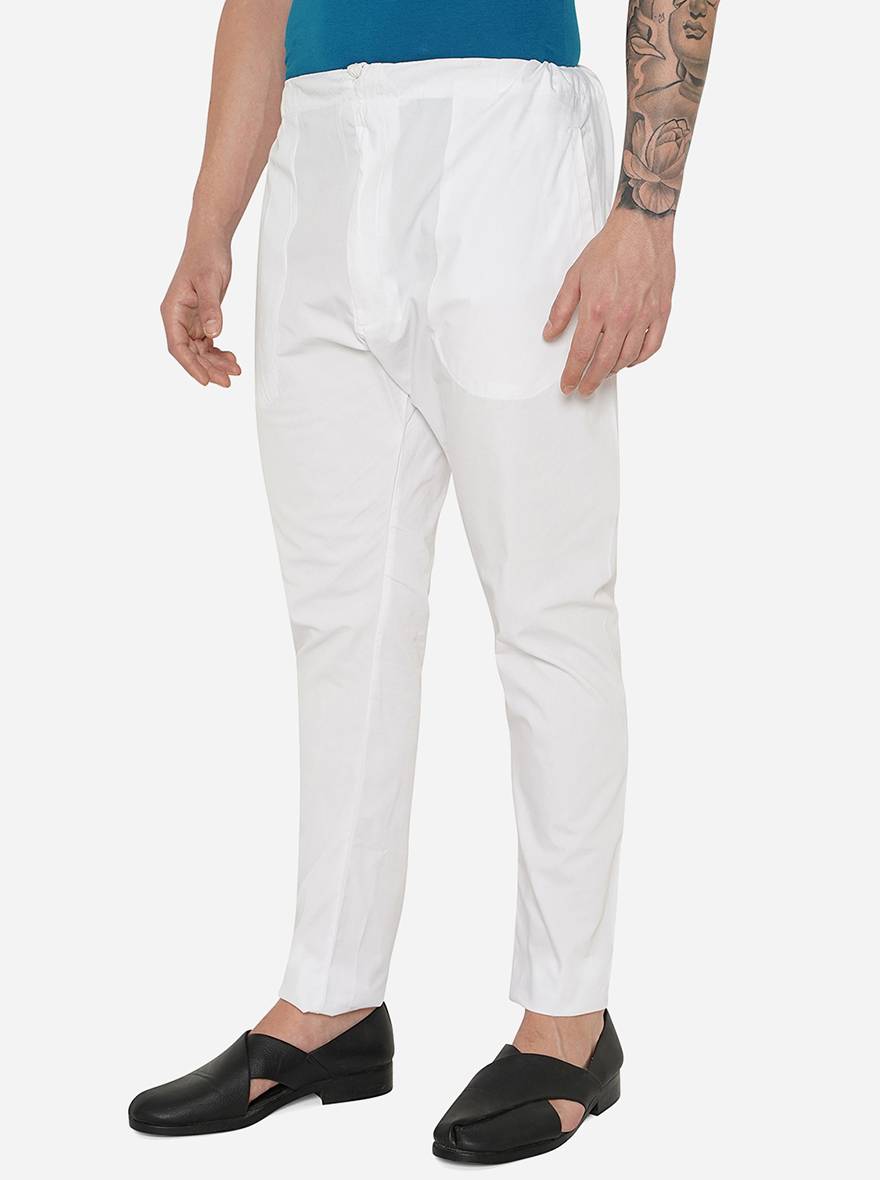 Make a statement at festivals in the USA with our stylish white Aligadhi trousers, offering versatility and comfort.