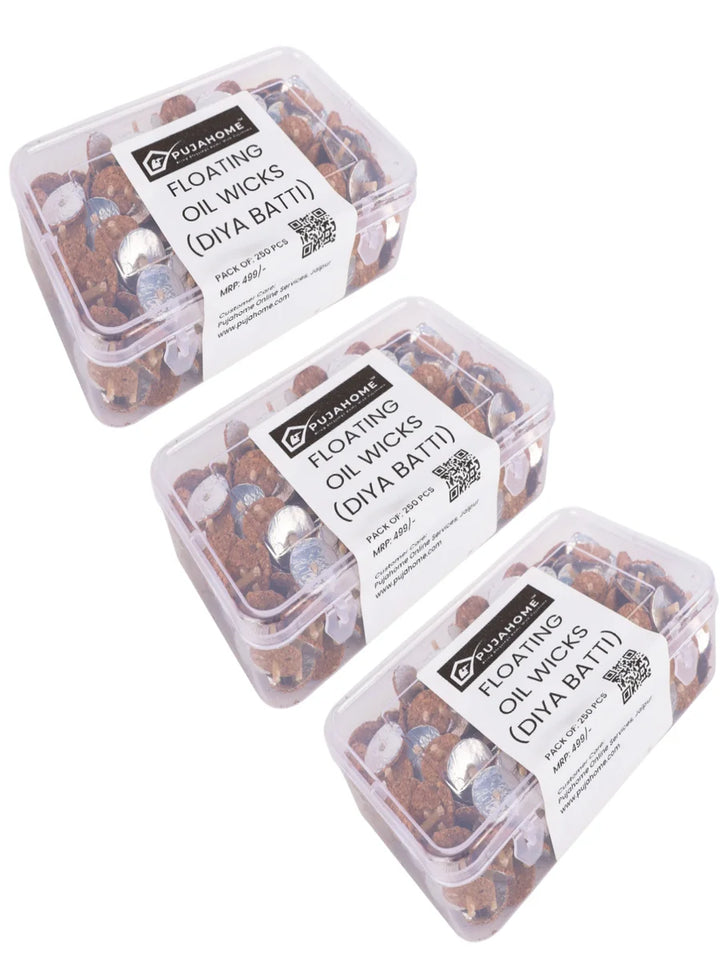 Eco-Friendly Cork-Based Floating Oil Wicks Diya Bati Parsi Vat Pack of (250 Wicks)