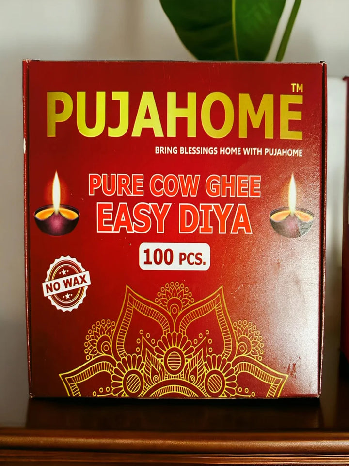 Pure Cow Ghee Diya Wicks (100 Pieces) 30min Burning Time, Wax Free