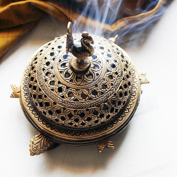 Peacock Brass Incense Burner | Sacred Pooja Rituals Décor