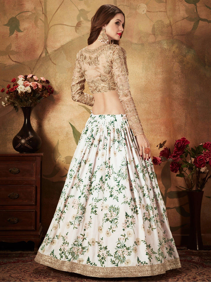 Beautiful Off-White Lehenga | Organza Silk with Lace Border & Dupatta